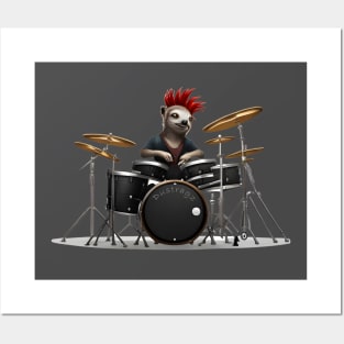 Rocker Sloth Drummer Posters and Art